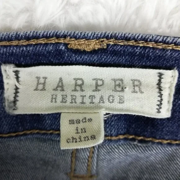 Harper Heritage Womens Jeans Skinny Blue Denim Medium‎ Wash Ripped Mid Rise 26 - Picture 11 of 13
